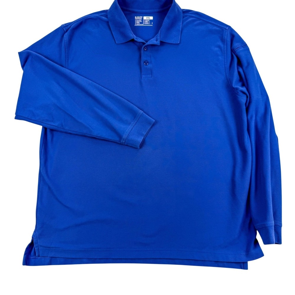 5.11 Tactical Polo Shirt Men 2XL Blue Long Sleeve Cotton Blend Work Top Security
